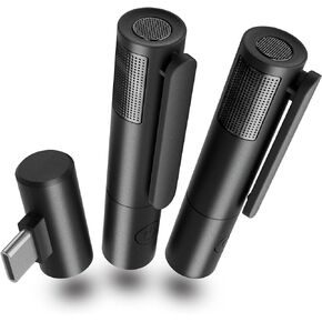 Wireless lavalier Microphone, Wireless Clip on Microphones, Lapel Mic, for Android Phone, iPhone15/15PRO, Video Recording