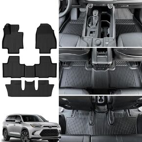 حصيرة مسند الظهر لصندوق السيارة 2 في 1 لملحقات Toyota Grand Highlander 2024، غطاء خلفي للمقعد الداخلي مناسب لجميع الأحوال الجوية وبطانة شحن خلف الصف الثالث لسيارة Grand Highlander