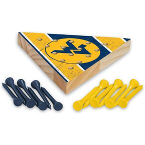 Rico Industries NCAA Peg Pyramid Game 4.5" x 4" Wooden Travel Sized Pyramid Game - Toy Peg Games - Triangle - Family Fun