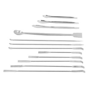 Laboratory Spatula, Reagent Spoon Durable Double Ended Wide Application Stainless Steel Easy Scooping 12Pcs for Experiment