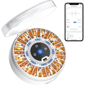 Zoksi Premium Automatic Pill Dispenser with Fingerprint & Key Lock, Smart Monthly Medication Organizer with Alarm & Light, Electronic Pill Organizer for Elderly&Forgetfulness
