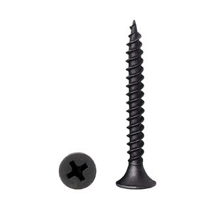 #6 x 1-1/4'' Black Wood Screws, Phillips Flat Head Screws, Screws for Kitchen Cabinets, Self-Tapping Countersunk Head Screws for Various Woodworking Repairs and DIY Projects (100 pcs)
