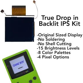 Game Boy Color 2.45 Inch IPS Backlight LCD Screen Replacement Kit [DROP-IN, NO SOLDER] for Gameboy Color GBC (With Black Screen Lens) in Kuwait