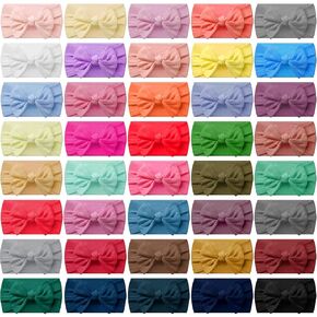 42 Pcs Baby Girl Nylon Headbands Newborn Infant Toddler Hairbands Hair Bow Elastics with Bows Knotted Children Soft Headwrap Baby Hair Accessories for Kids Baby Girls Boys Newborn Infant Toddlers