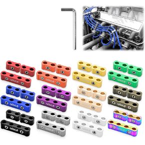 3Pcs Black Aluminum Engine Spark Plug Wire Separator Divider Organizer Clamp Kit