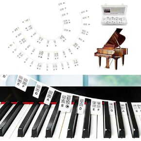 Silicone Piano Keyboard Notes Guide, Removable Piano Keyboard Note Labels for Learning, 88 61-Key Full Size, No Need Stickers, Reusable and Comes with Box (Black)