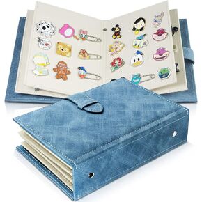 Portable Enamel Pin Album, CollectHall Pin Trading Book, to Display and Trade Your Disney Pins, 42 Pins Capacity, PU Leather Pin Holder, Fit Rubber Pin Back, Blue