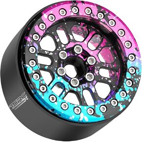4PCS Splash Anodizing Aluminum 2.2 Inch Beadlock Wheels Hubs for 1/10 Axial Wraith RR10 YETI SCX10 D90 TRAXXAS TRX4 CC01 RC Crawler Car