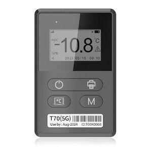 4G/5G Real-Time Temperature Data Logger Reusable with Ultra-Low External Sensor -328°F ~ 212°F Wireless Remote Temperature Monitor 50000 Points High Accuracy Rechargeable,T72