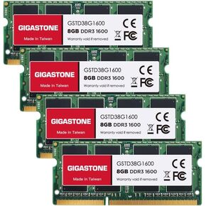 【DDR3 RAM】 Gigastone Laptop RAM 32GB (4x8GB) DDR3 32GB DDR3-1600MHz PC3-12800 CL11 1.35V SODIMM 204 Pin Unbuffered Non ECC for Notebook Laptop Memory Module Ram Upgrade Kit (Laptop ONLY)