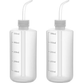 زجاجة غسيل كيميائي، عبوة من قطعتين من زجاجة غسيل بلاستيكية تعمل بالضغط مع تدرجات واضحة، LDPE، فم ضيق (500 مل) in Kuwait