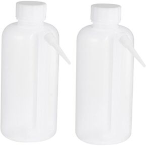 Rinse Bottle 2pcs side pipe wash bottle wide mouth unitary wash bottle mouth wash pump with dropper dispensing plastic s bottle for laboratory white overall Jars