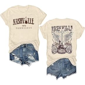 Women Country Music Shirts Nashville T Shirts Vintage Tennessee Country Concert Short Sleeve Tees Tops