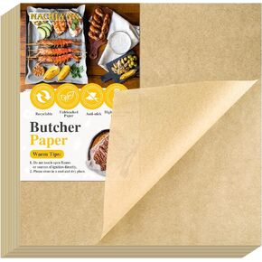 NACHLYNN 70 Pieces Brown Butcher Paper 12 x 12 inch Precut No Wax Butcher Paper Square Meat Sheet Paper Butcher Paper Disposable Butcher Paper Sheets for Wrapping Meat Sublimation Heat Press