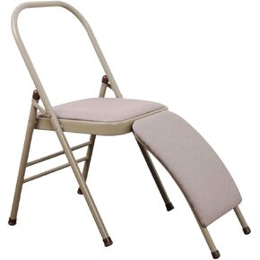 Yoga Auxiliary Chair with Lumbar Back Support for Iyengar Foldable Balance Training (Grey)