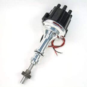 Pertronix D232800 Flame-Thrower Plug and Play Black Cap Marine Billet Electronic Distributor with Ignitor II Technology with Black Cap for Ford 351C