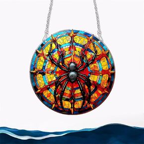 11.8 Inches Black Spider Acrylic Window Hanging Decor Stained Glass Window Panels for Bedroom Office Garden Decoration Colourful Indoor Window Decor Gift for Mom Grandma Teacher in Saudi Arabia