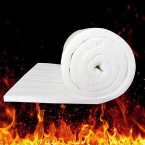 Ceramic Fiber Blanket, Fireproof Insulation Baffle, Rated to 2400F, Size 24"x12", 1" Thick, High-Temperature Resistance for Pizza Oven Stoves, Kilns, Forges, Pipes Insulation