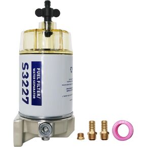 S3227 Fuel Filter Fuel Water Separator Filter Assembly Compatible with Marine Outboard Motor Mercury 10 Micron Replaces# S3227, 9-37882, 320R, 490R-RAC-01, 18-7922, 18-7922-1