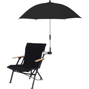 Baby Sunshade Umbrella with Adjustable Clamp, 360 Degree Adjustable Baby Stroller Parasol for Trolley, Bike, Wheelchair, Beach Chair, Black, 55 x 80 cm/21.7 x 31.5 inch