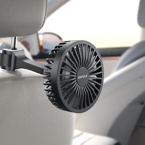TriPole Car Fan for Rear Seat USB Powered Car Cooling Fan Powerful 3 Speed 5V Air Circulation Fan with Adjustable Clip for Vehicles SUV RV