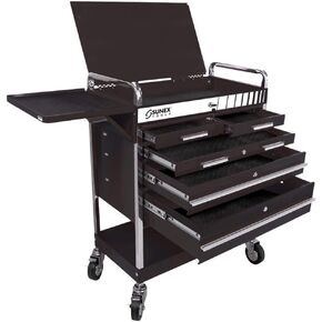SUNEX TOOLS 8045BK Professional 5 Drawer Service Cart with Locking Top- Black in Kuwait