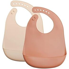 مرايل سيليكون، مرايل ناعمة مقاومة للماء للرضع والأطفال الصغار، مرايل أطفال قابلة للتعديل لتناول الطعام من عمر 6 إلى 27 شهرًا، عبوتان مريلة أطفال من السيليكون المقاوم للبقع in Kuwait