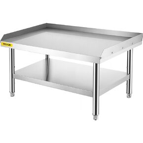 VEVOR Stainless Steel Equipment Grill Stand, 24 x 28 x 24 Inches Stainless Table, Grill Stand Table with Adjustable Storage Undershelf, Equipment Stand Grill Table for Hotel, Home, Restaurant Kitchen
