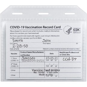 C-Line COVID-19 Vaccine Card Holder, Clear, 4" x 3", 5/PK (19105)
