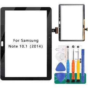 SRJTEK لهاتف Samsung Galaxy Note 10.1 2014 Edition P600 P601 P605 SM-P601 زجاج خارجي بديل لشاشة اللمس، أسود