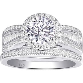 Newshe Jewellery 2Ct Bridal Sets Wedding Rings AAAAA Cz Womens Ring 925 Sterling Silver Radiant Engagement Band Size 5-10