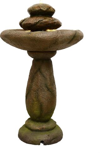 Hi-Line Gift Stone PEDESTEL Fountain Bird Bath with Warm White LED & Strip Light in Saudi Arabia