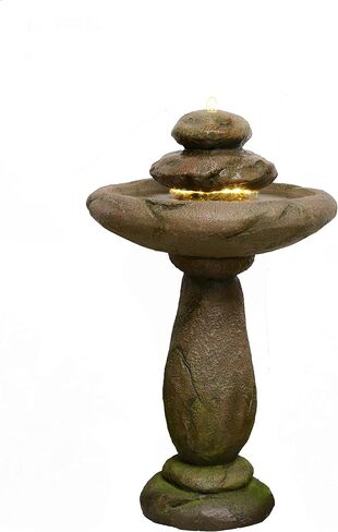 Hi-Line Gift Stone PEDESTEL Fountain Bird Bath with Warm White LED & Strip Light in Saudi Arabia