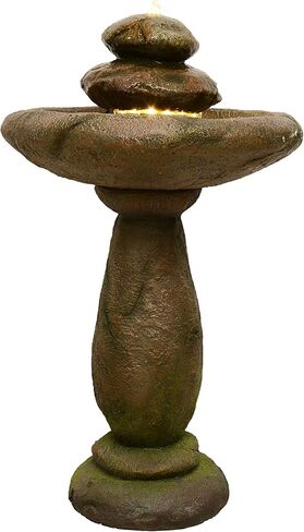 Hi-Line Gift Stone PEDESTEL Fountain Bird Bath with Warm White LED & Strip Light in Saudi Arabia