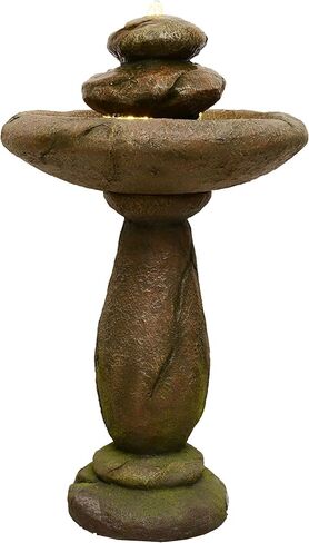 Hi-Line Gift Stone PEDESTEL Fountain Bird Bath with Warm White LED & Strip Light in Saudi Arabia
