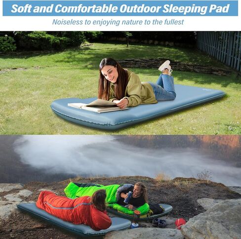 Self Inflating Sleeping Pad for Camping - 3.1" Thick Foam Sleeping Pad with Inflatable Bag, Lightweight Inflatable Camping Mattress Pad for Car Camping Backpacking Hiking Camping Mat in Saudi Arabia