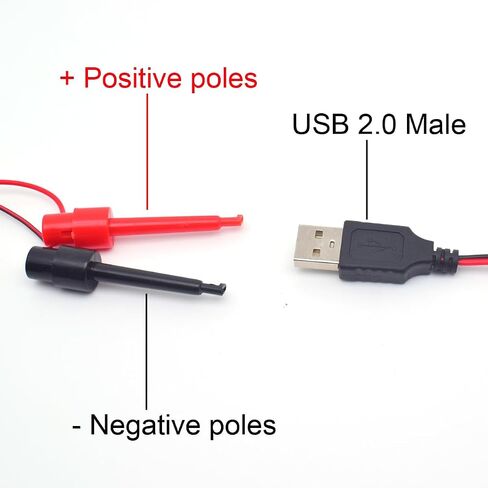 22AWG USB Male Test Leads Connector to Hook Cable 1M/3.3FT,USB 2.0 Male to Test Hook Test 5V 3A Cable for Testing Circuit,Electronic Testing (Red & Black) in Saudi Arabia
