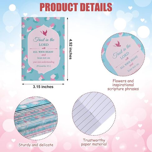 Sumind 48 Pcs Christian Bible Gifts for Women Bible Verse Prayer Journal Faith Christian Notebooks Bible Inspirational Keychains Bulk Religious Gifts for Men Office Church Party Favor Supply (Flower) in Saudi Arabia