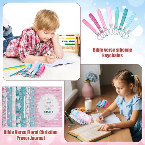 Sumind 48 Pcs Christian Bible Gifts for Women Bible Verse Prayer Journal Faith Christian Notebooks Bible Inspirational Keychains Bulk Religious Gifts for Men Office Church Party Favor Supply (Flower) in Saudi Arabia
