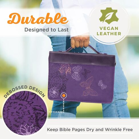 Christian Art Gifts Women's Fashion Bible Cover New Creation 2 Corinthians 5:17, Purple Butterfly Faux Leather, Medium in Saudi Arabia