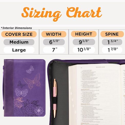 Christian Art Gifts Women's Fashion Bible Cover New Creation 2 Corinthians 5:17, Purple Butterfly Faux Leather, Medium in Saudi Arabia