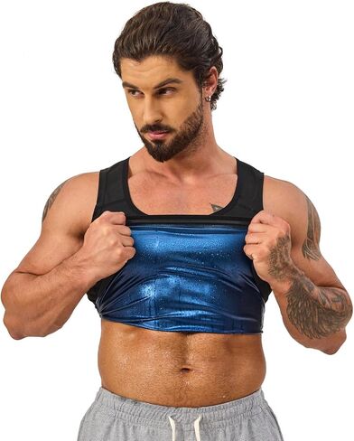 Sauna Sweat Vest Compression Tank Top Waist Trainer Suit for Men Slimming Workout Body Shaper Shirt Pullover in Saudi Arabia