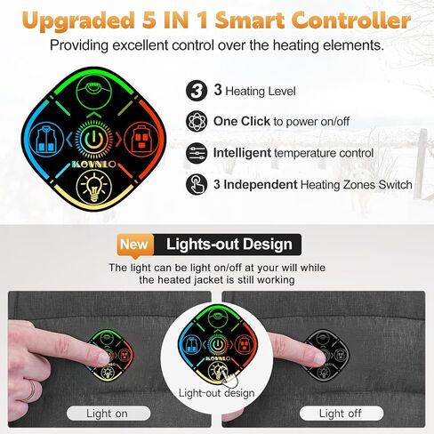 KOVNLO Heated Vest for Men With Battery Pack Included, Smart Controller with Lights-out Design, Electric Heated Jackets in Saudi Arabia