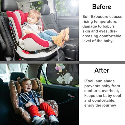 Car Sun Shade for Baby Kids 2 Pack Static Cling Side Window Car 80GSM Rear Sunshades Universal with 8 Suction Cups and Storage Bag - Sun Glare and UV Rays Protection (Unicorn) in Kuwait