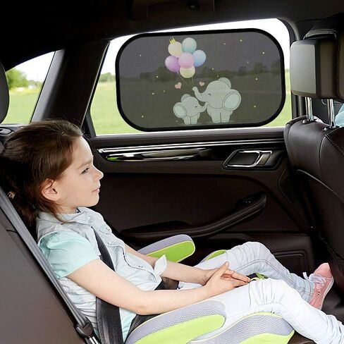 Car Sun Shade for Baby Kids 2 Pack Static Cling Side Window Car 80GSM Rear Sunshades Universal with 8 Suction Cups and Storage Bag - Sun Glare and UV Rays Protection (Unicorn) in Kuwait