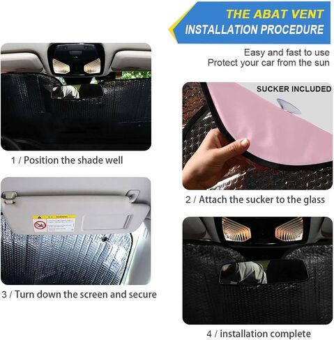 Kigai Light Pink Car Windshield Sunshade,Foldable Sun Visor Protector,Blocks UV Rays and Keeps Vehicle Cool Sun Shade for Car Truck SUV, M in Saudi Arabia