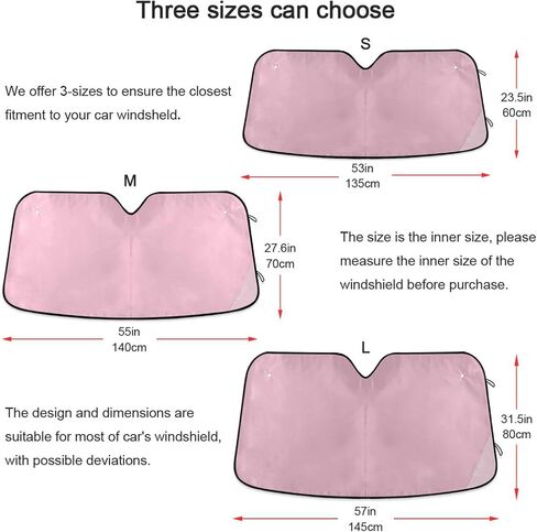 Kigai Light Pink Car Windshield Sunshade,Foldable Sun Visor Protector,Blocks UV Rays and Keeps Vehicle Cool Sun Shade for Car Truck SUV, M in Saudi Arabia