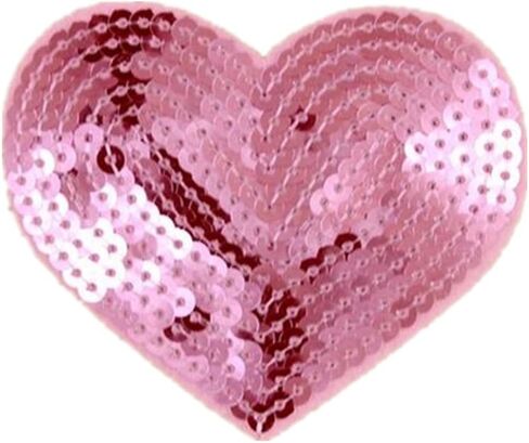 Pack of 10 Shiny Heart Sequins Iron on Applique Embroidered Patches-Red in Saudi Arabia