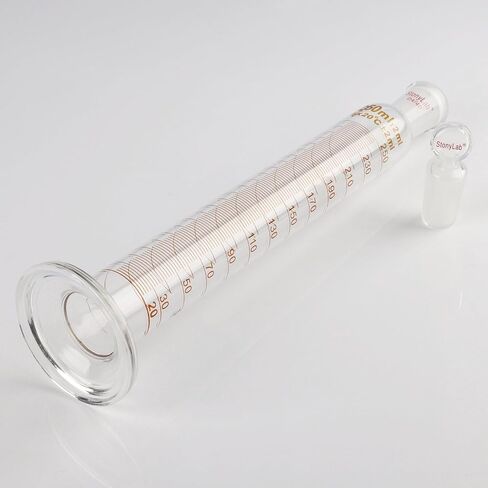 stonylab Measuring Cylinder with Stopper, 250 ml Heavy Wall Borosilicate Glass Measuring Graduated Cylinder with 24/40 Standard Ground Joint and Flat Head Stopper, 1 Pack in Saudi Arabia
