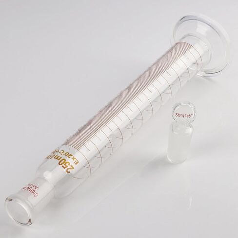 stonylab Measuring Cylinder with Stopper, 250 ml Heavy Wall Borosilicate Glass Measuring Graduated Cylinder with 24/40 Standard Ground Joint and Flat Head Stopper, 1 Pack in Saudi Arabia